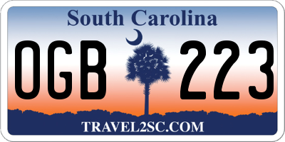 SC license plate OGB223