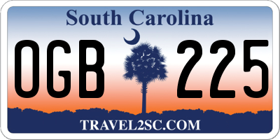 SC license plate OGB225