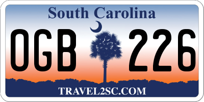 SC license plate OGB226
