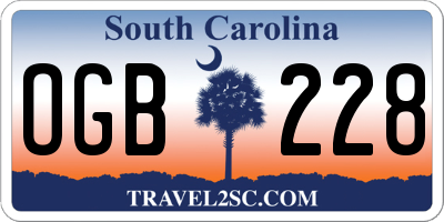 SC license plate OGB228