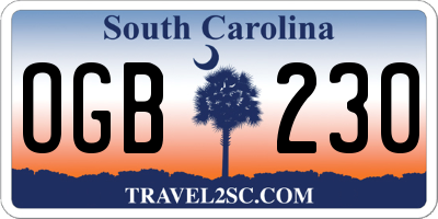 SC license plate OGB230