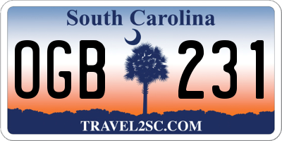 SC license plate OGB231