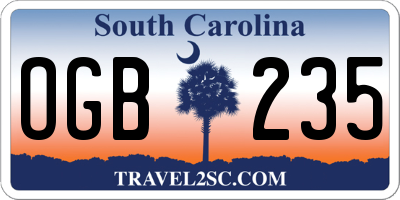 SC license plate OGB235