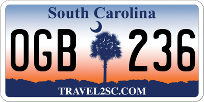 SC license plate OGB236