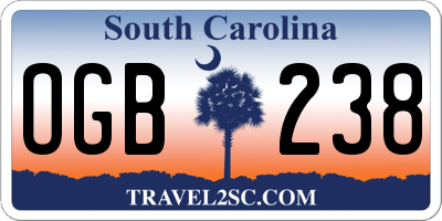 SC license plate OGB238