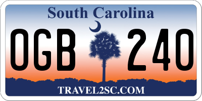SC license plate OGB240