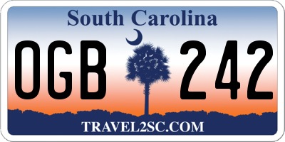 SC license plate OGB242