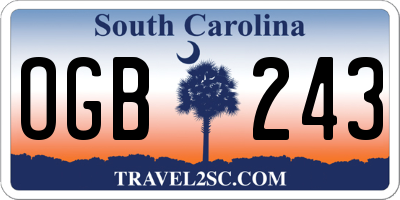 SC license plate OGB243