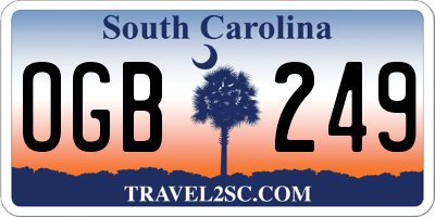 SC license plate OGB249