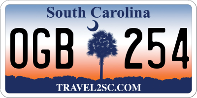 SC license plate OGB254