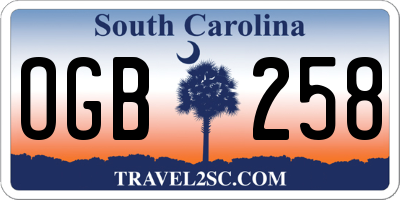 SC license plate OGB258