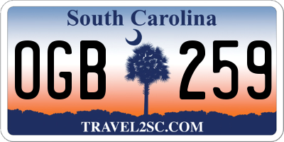 SC license plate OGB259