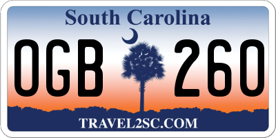 SC license plate OGB260