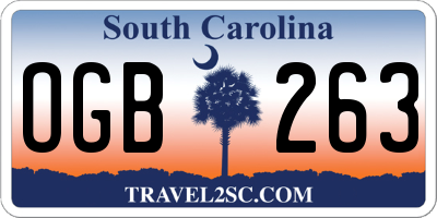 SC license plate OGB263
