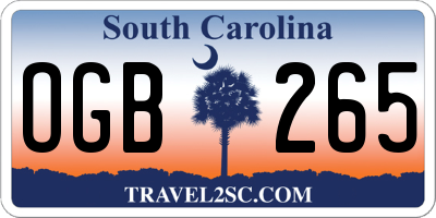 SC license plate OGB265