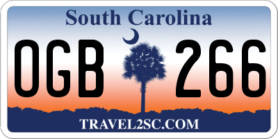 SC license plate OGB266