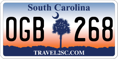 SC license plate OGB268