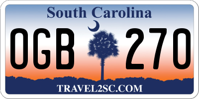SC license plate OGB270