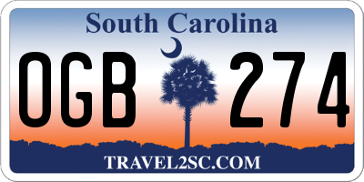 SC license plate OGB274