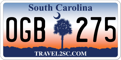 SC license plate OGB275