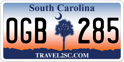 SC license plate OGB285