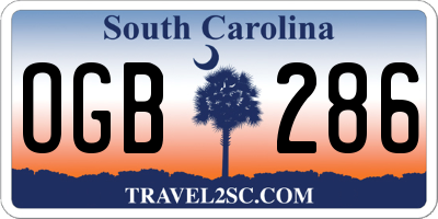 SC license plate OGB286