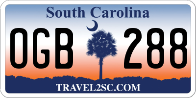SC license plate OGB288
