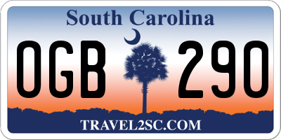 SC license plate OGB290
