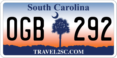 SC license plate OGB292