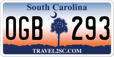 SC license plate OGB293
