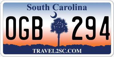 SC license plate OGB294