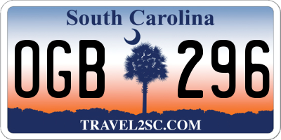 SC license plate OGB296