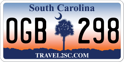 SC license plate OGB298