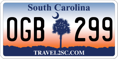 SC license plate OGB299