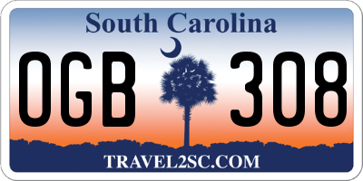SC license plate OGB308