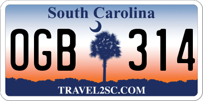 SC license plate OGB314