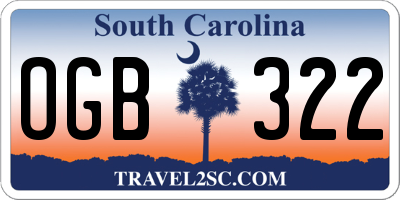 SC license plate OGB322