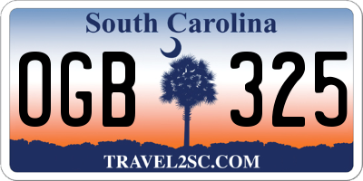 SC license plate OGB325