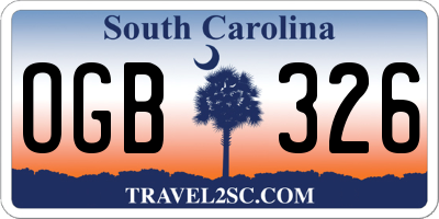 SC license plate OGB326