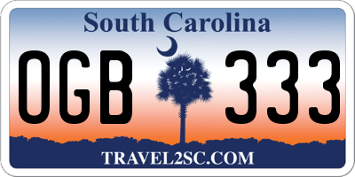 SC license plate OGB333