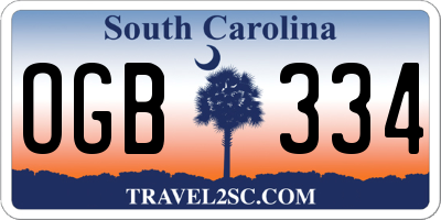 SC license plate OGB334