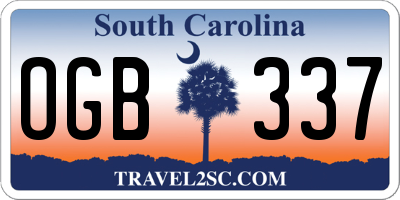 SC license plate OGB337