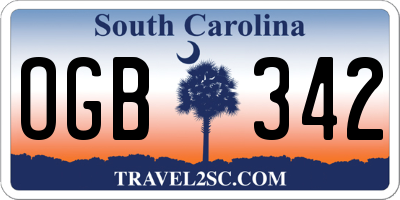 SC license plate OGB342