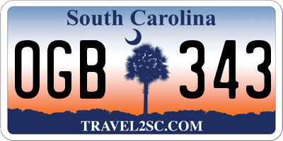 SC license plate OGB343