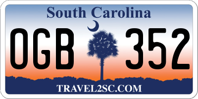 SC license plate OGB352