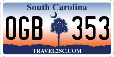 SC license plate OGB353