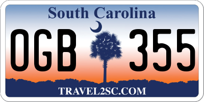 SC license plate OGB355