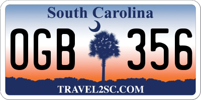 SC license plate OGB356