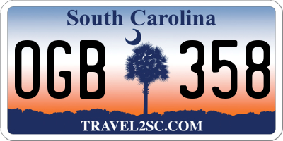SC license plate OGB358