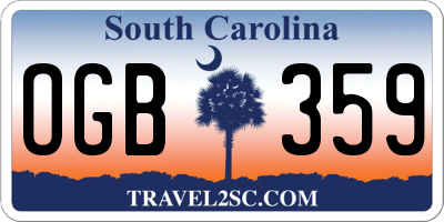 SC license plate OGB359